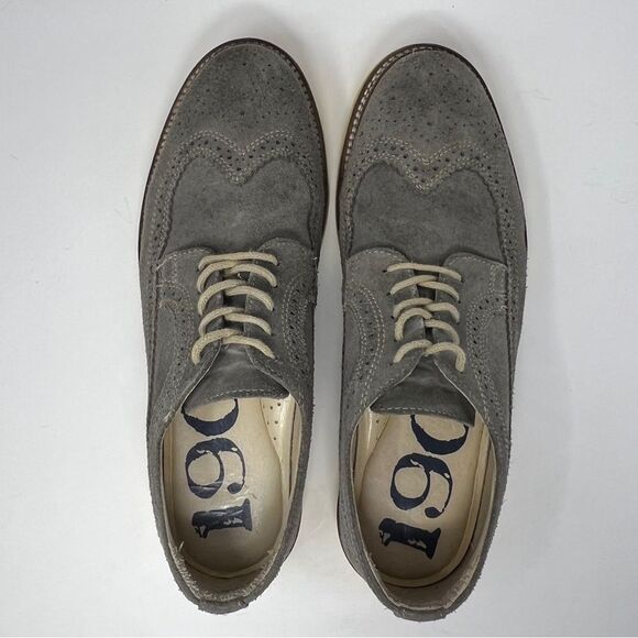 1901 Wingtip Oxford Gray Suede Yellow Sole 10M Leather Brogue Shoes M20411 main image 3